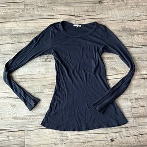 James Perse Long Line Ribbed Cotton Long Sleeved Shirt, Size 4.